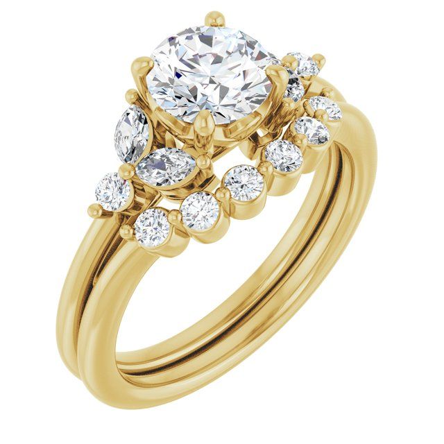 14K Yellow 6.5 mm Round 1 1/4 CTW Natural Diamond Engagement Ring