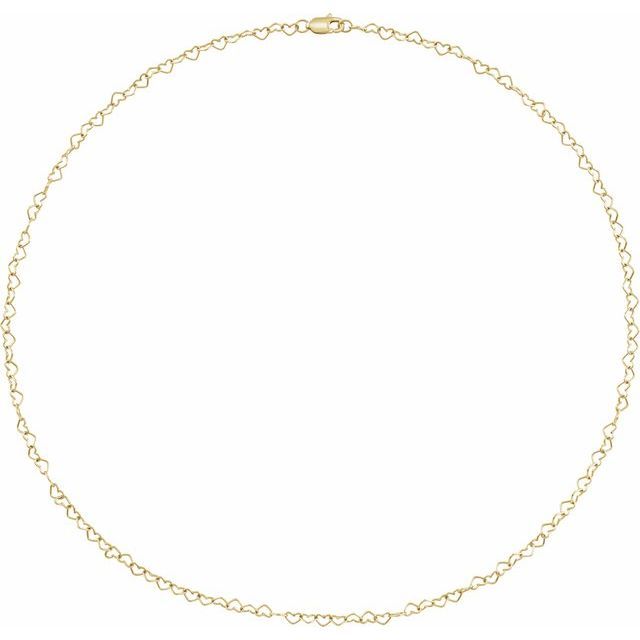 14K Yellow 3.2 mm Heart Cable 9" Chain