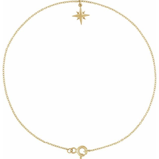 14K Yellow Star 9" Anklet