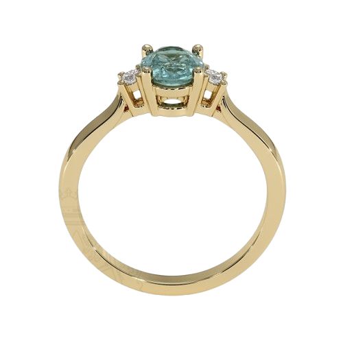 Bluish Green Montana Sapphire Ring - Oval 0.84 Ct. - 14K Yellow Gold* this item is made to order