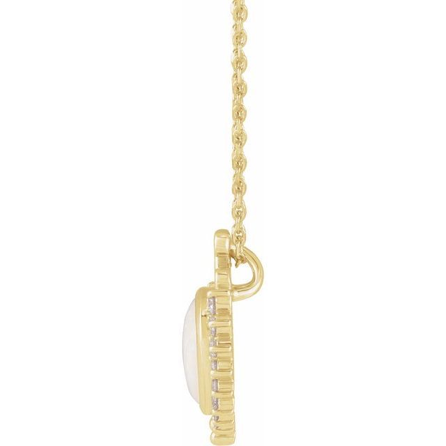 14K Yellow Natural White Opal &amp; 1/6 CTW Natural Diamond 16-18" Necklace