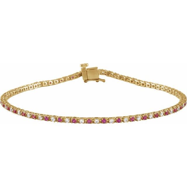 4K Yellow Natural Ruby &amp; 5/8 CTW Natural Diamond Line 7 1/4" Bracelet