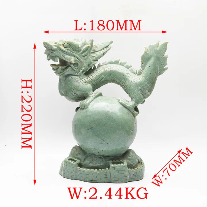 GREEN JADE DRAGON CARVING