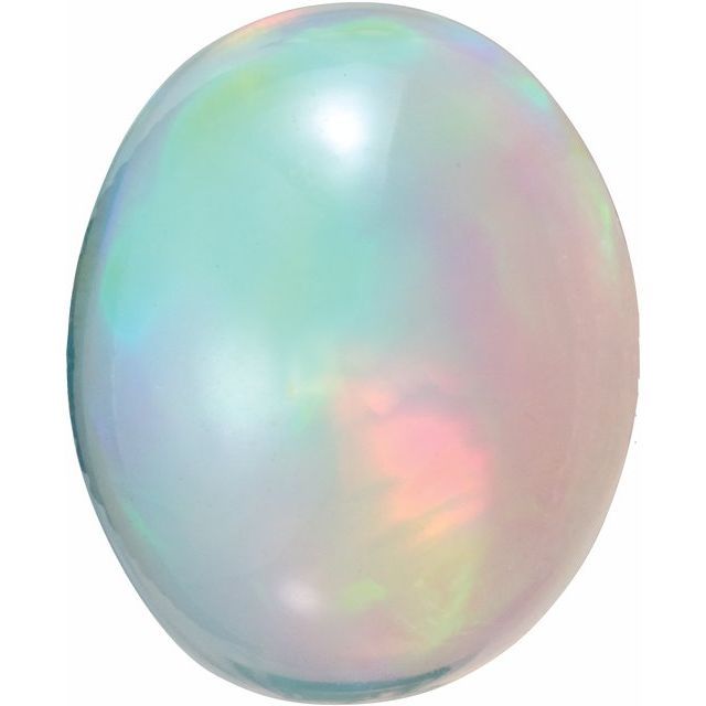 7x5 mm Oval Cabochon Natural Ethiopian White Opal, Appraisal: 70.00