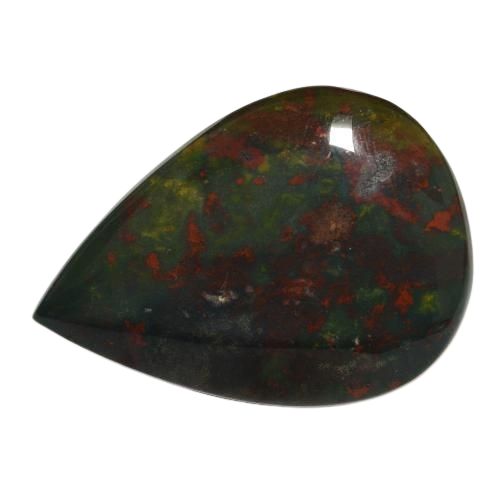 33.07ct Natural Green and Red Bloodstone, Pear Shape, Opaque