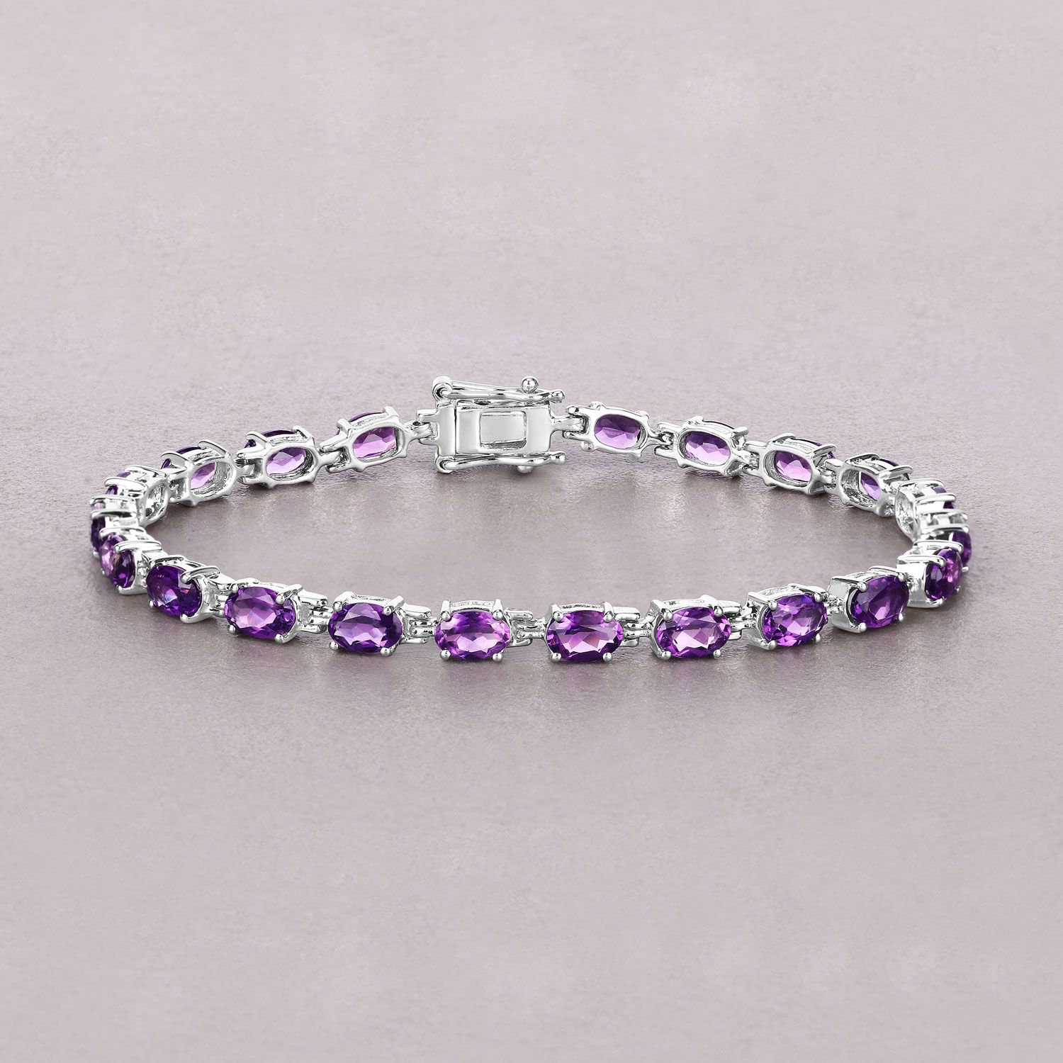 7.98 Carat Genuine Amethyst .925 Sterling Silver Bracelet