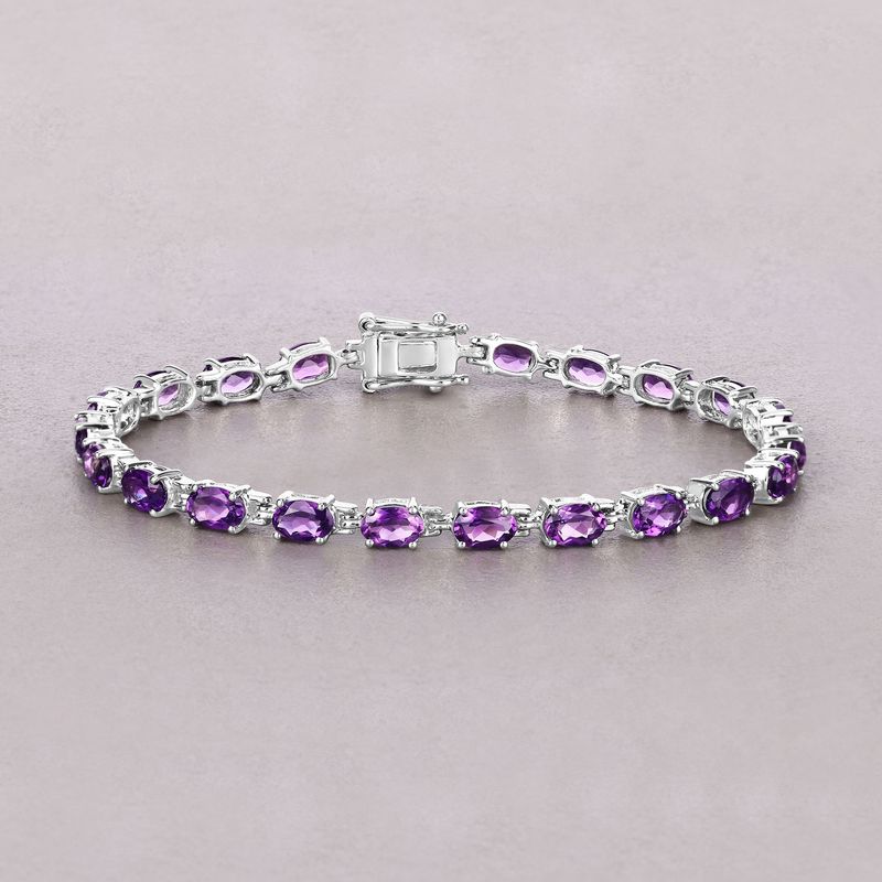 7.98 Carat Genuine Amethyst .925 Sterling Silver Bracelet