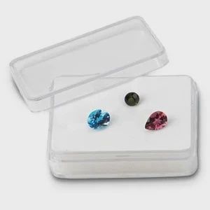 Clear Acrylic Rectangular Gemstone Container with Reversible Black/White Insert