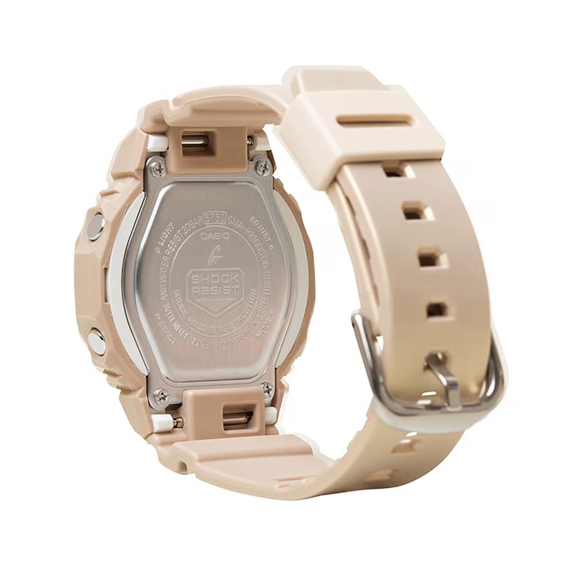 Ladies' Casio G-Shock Analog Digital Taupe Resin Strap Watch with Gold-Tone Dial (Model: GMAP2100ST9A)