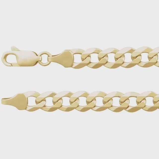 14K Yellow 7 mm Curb 18" Chain