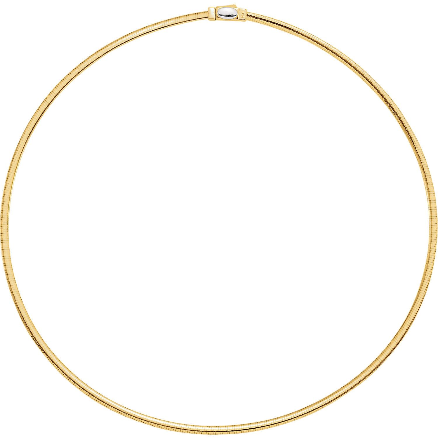 14K Yellow &amp; White 3mm Two-Tone Reversible Omega 16" Chain