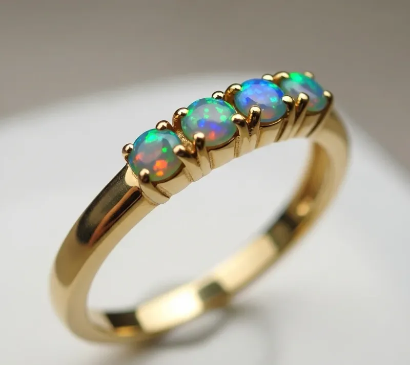 14K yellow Gold Ethiopian  Opal Band-Style Ring