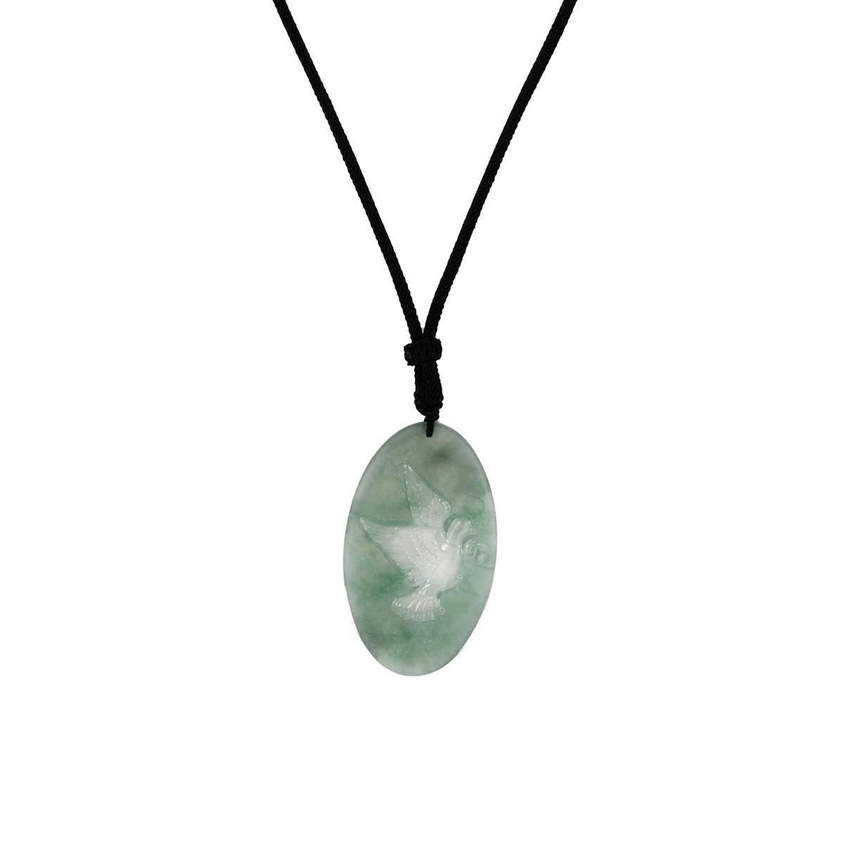 Type A Olmec Jadeite Dove Rope Necklace 47cts