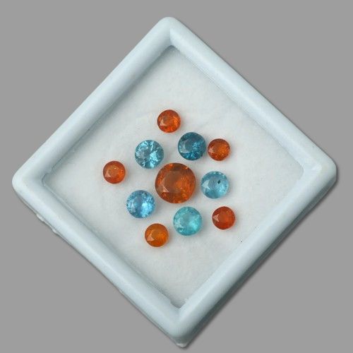 Natural Mix Kyanites- Teal &amp; Orange Faceted Set