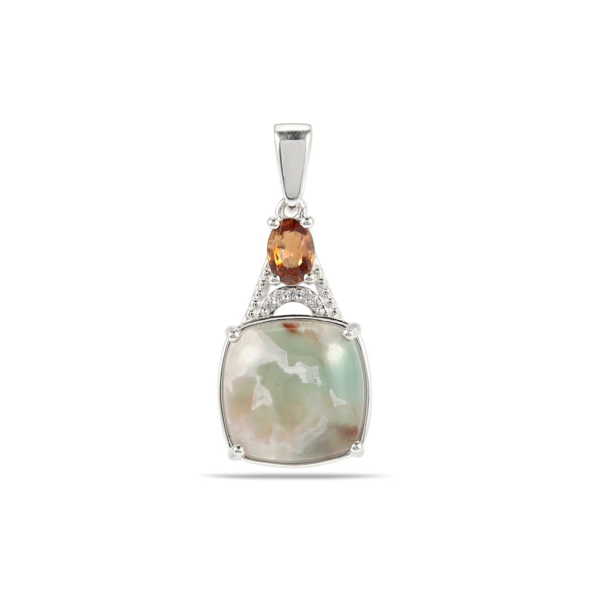 Aquaprase™, Cognac Zircon Pendant with White Zircon in Sterling Silver 6.75cts