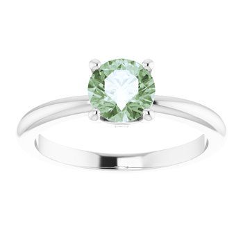 Sterling Silver 6 mm Round Prasiolite Ring