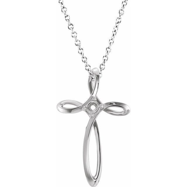sterling Silver 1 to 3-Stone Cross Family 16-18" Necklace