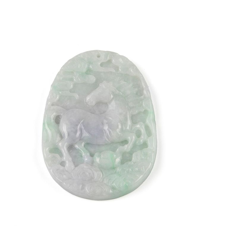 80cts Type A Bi-Color Lavender-Green Jadeite Horse Carving
