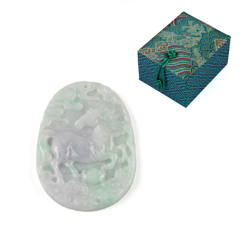 80cts Type A Bi-Color Lavender-Green Jadeite Horse Carving
