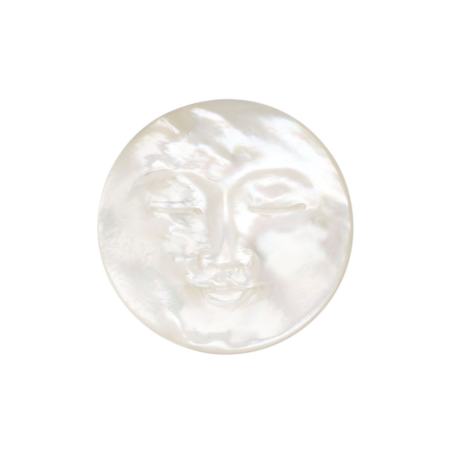 Cabochon, mother-of-pearl shell (bleached),, 24-26mm round moon face.