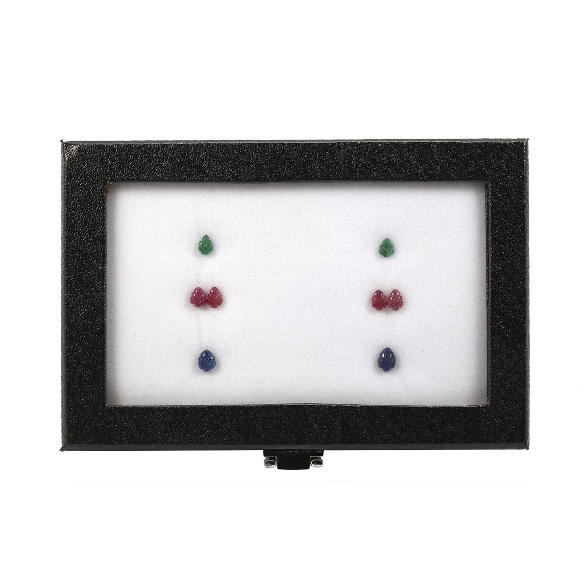 Emerald, Ruby &amp; Sapphire Leaf Gem Box 7.50ct (N)