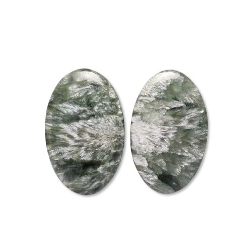 Seraphinite  pair calibrated round cab natural 25X15X3 mm