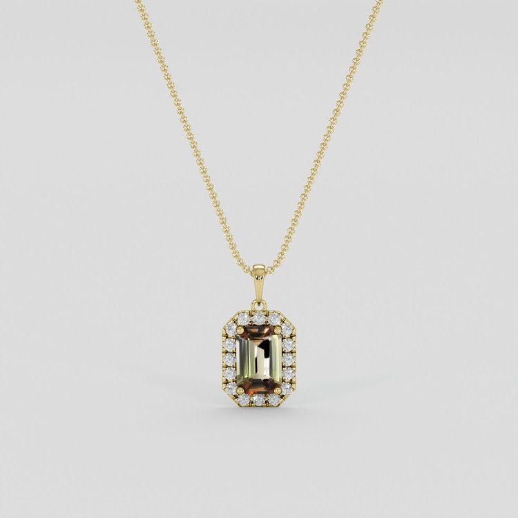 1.28 Ct. Andalusite and diamond pendant 18K yellow gold