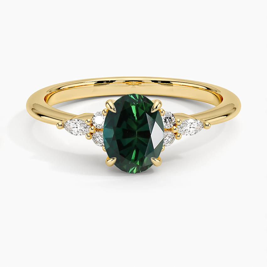 Unheated Parti-Color Oval Kenyan Sapphire and Diamond Ring