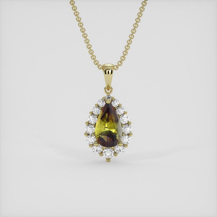 Halo Bi Color Andalusite Pendant 1.06 Ct., 18K Yellow Gold