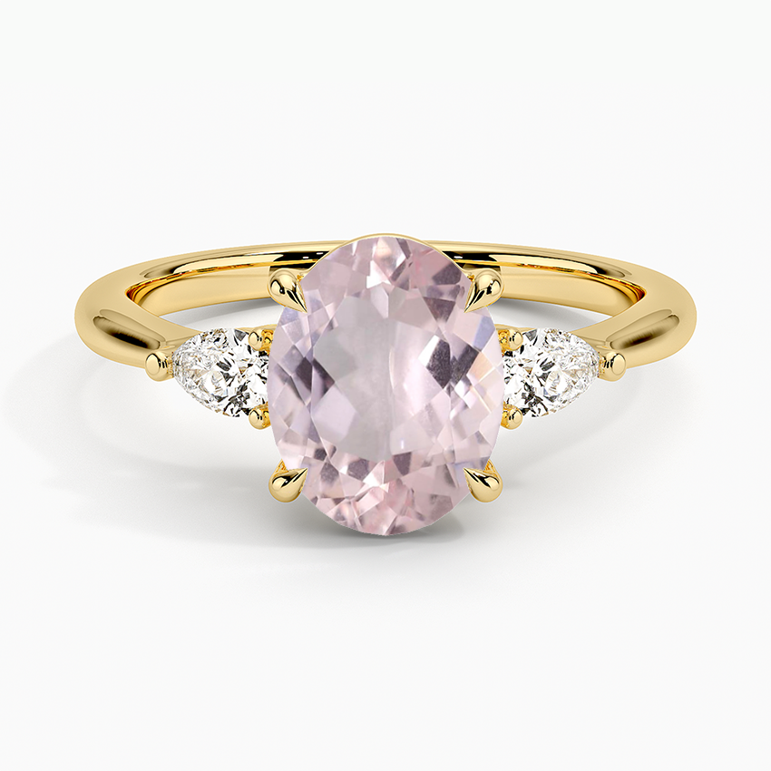 14K Yellow Gold  Morganite and Diamond Ring