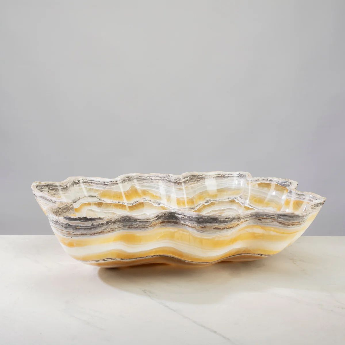 White and Honey Onyx Bowl 22"