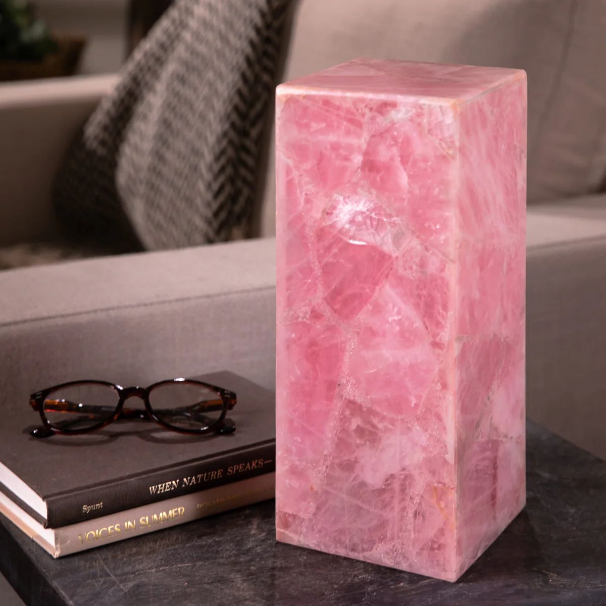 Rose Quartz from Mexico Light Tower  - 12 in