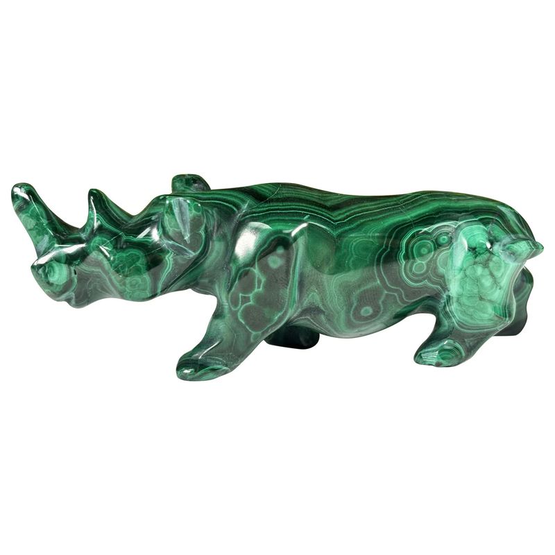 Malachite Rhino Carving from Congo