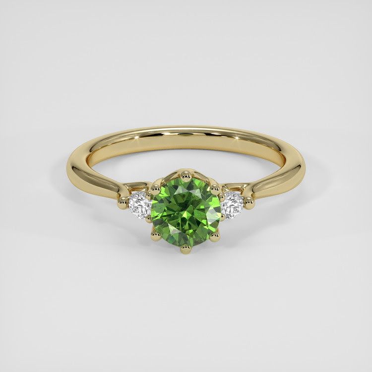 Antique Style Green Demantoid Garnet Ring 1.20 Ct., 14K Yellow Gold
