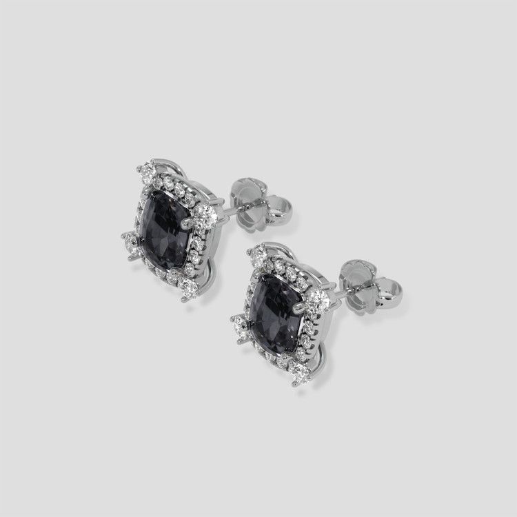 Pave Grey Spinel Earrings 3.89 Cwt., 14K White Gold