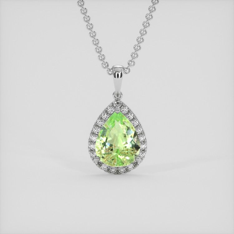 Pave Green Paraiba Tourmaline Pendant 2.59 Ct., Platinum 950