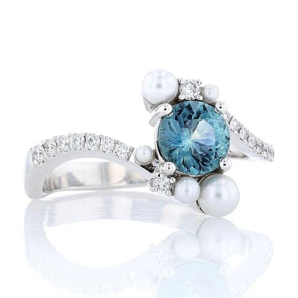 *New - Teal Sapphire, Pearl and Diamond Bypass Ring ( Pre-order now)