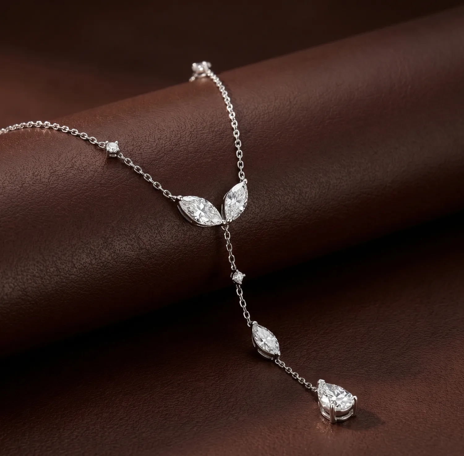 10kt White Gold  Lariat  Diamond  Necklace (1/2 Ct. Tw.)​