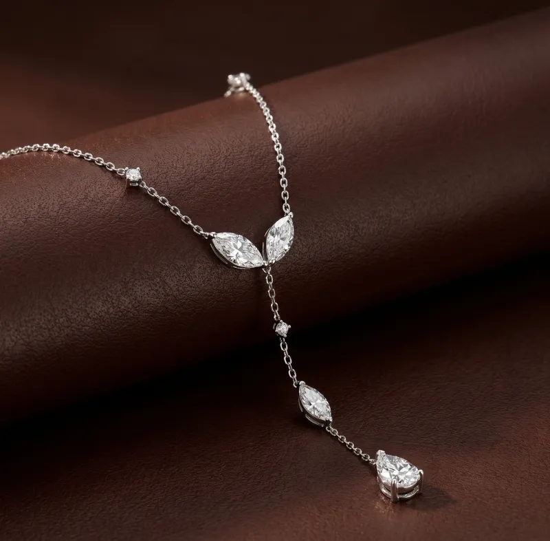 10kt White Gold  Lariat  Diamond  Necklace (1/2 Ct. Tw.)​