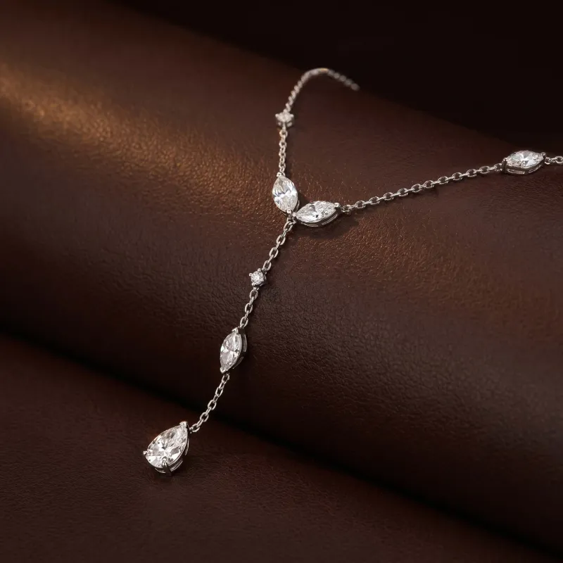 10kt White Gold  Lariat  Diamond  Necklace (1/2 Ct. Tw.)​