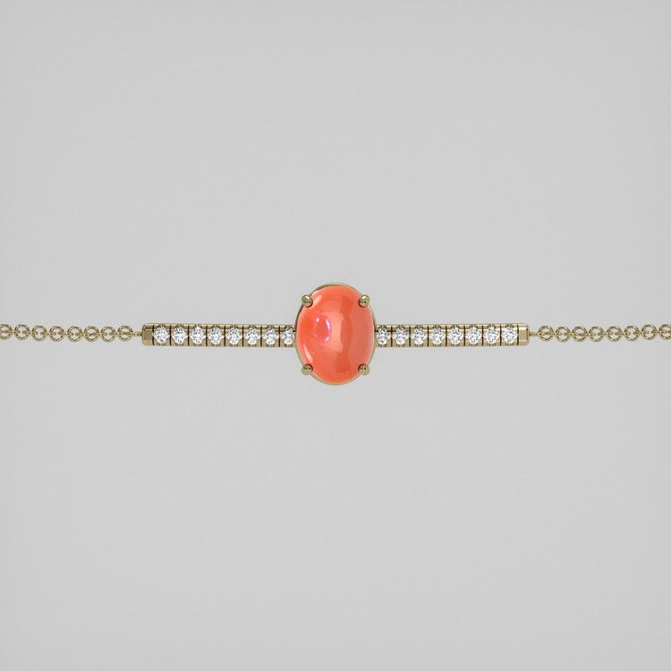 Coral and Diamond  Bracelet