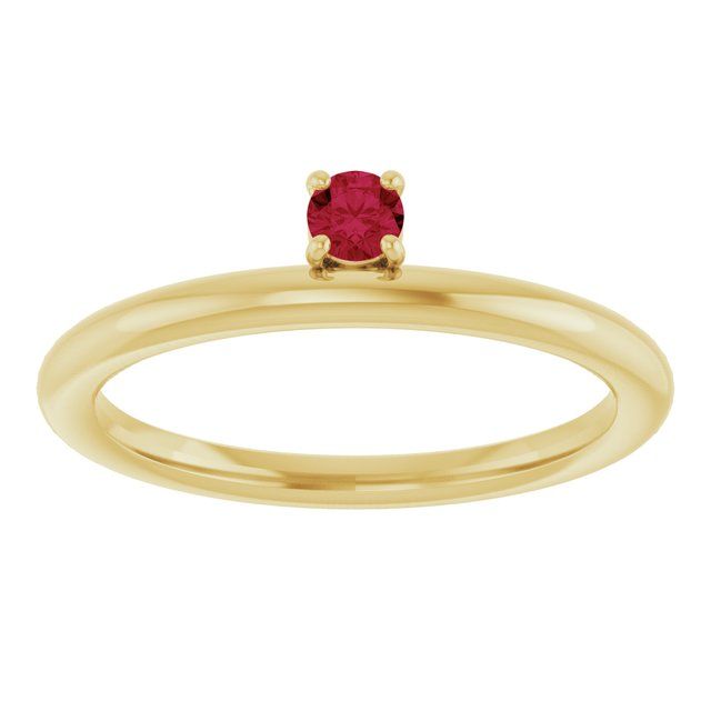 14K Yellow Gold Natural Ruby Stackable Ring