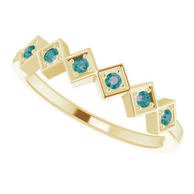14K Yellow Gold Natural Alexandrite Stackable Ring