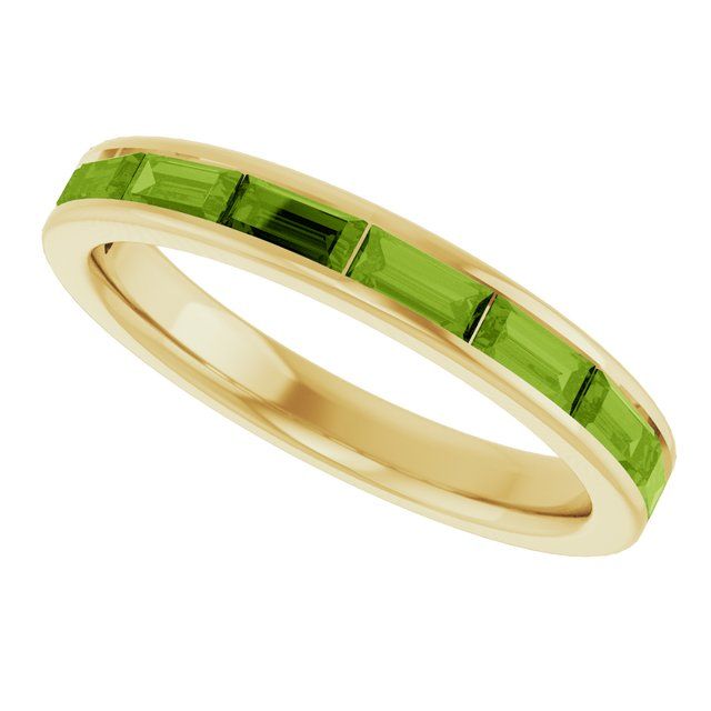 14K Yellow Gold Natural Peridot Stackable Ring
