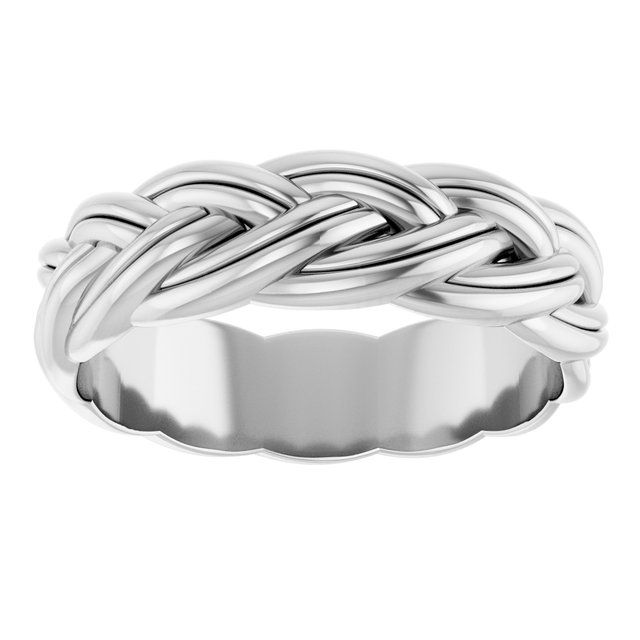 14K White Gold 6 mm Woven-Design Band