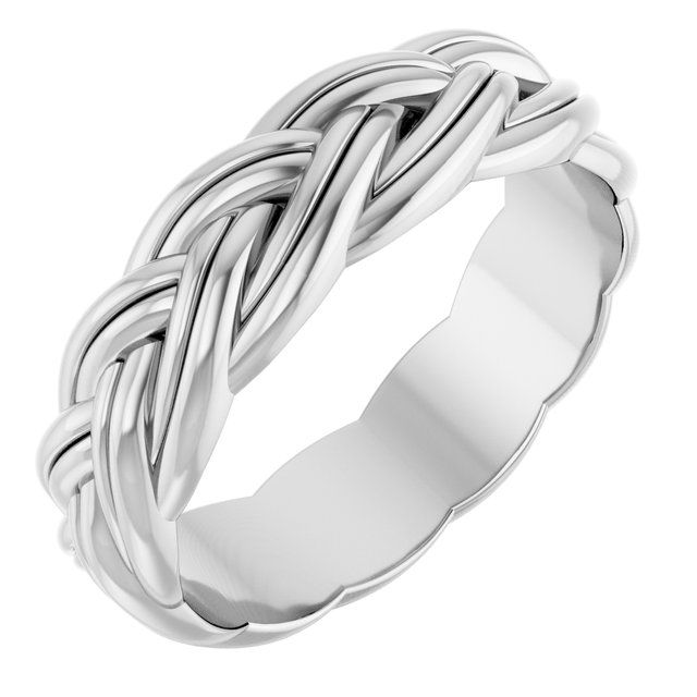 14K White Gold 6 mm Woven-Design Band