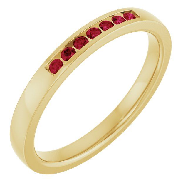 14K Yellow Gold Natural Ruby Anniversary Band