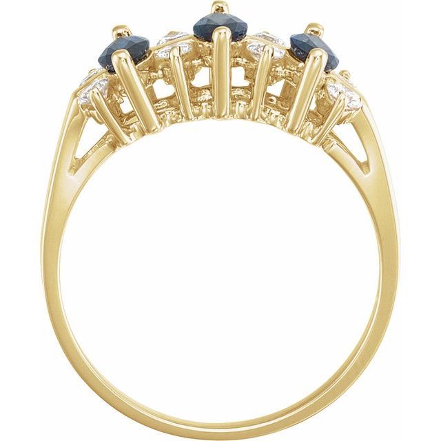 14K Yellow Gold Natural Blue Sapphire &amp; 1/4 CTW Natural Diamond Anniversary Band