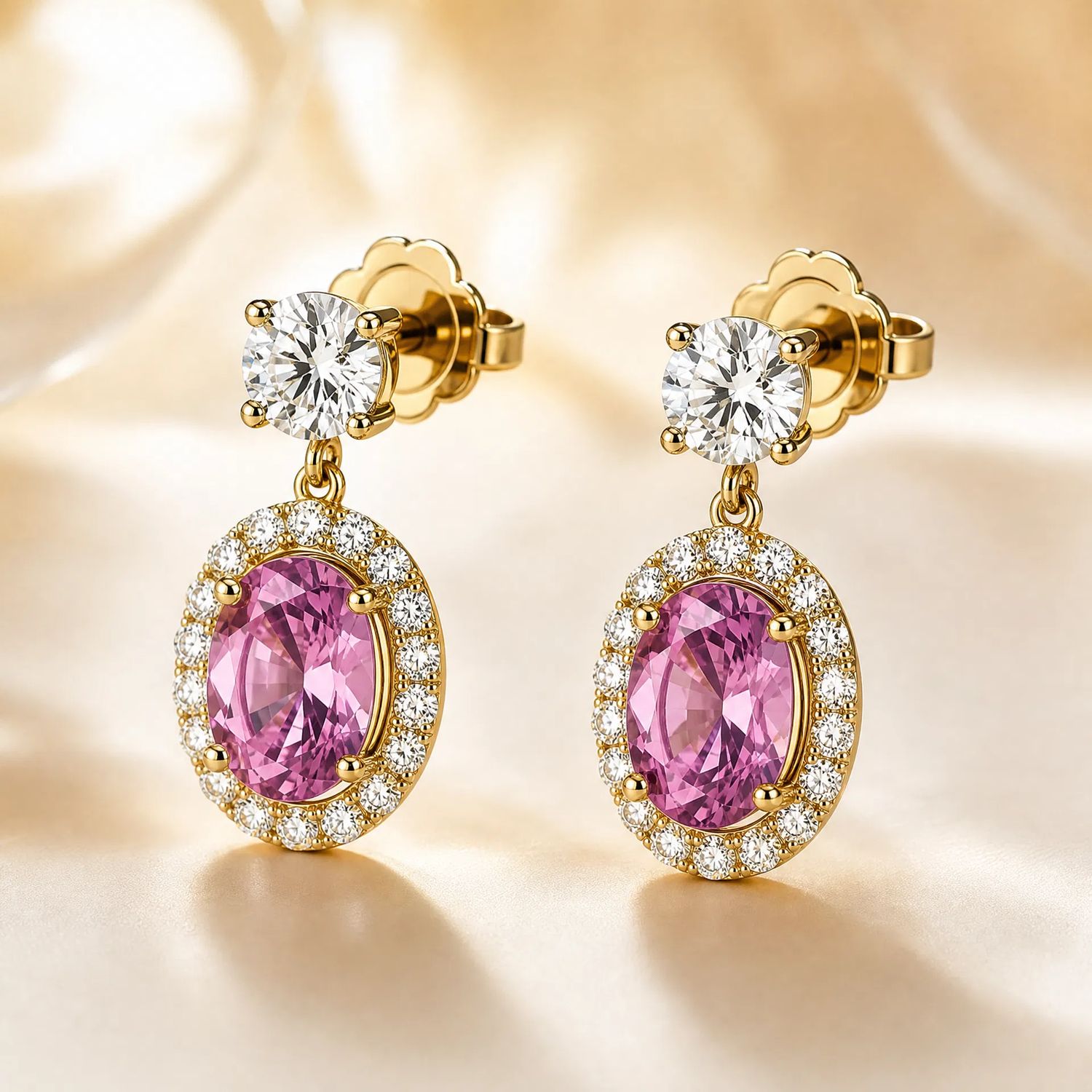 Pave Pink Spinel Earring 1.67 Ct.Tw., 14K Yellow Gold