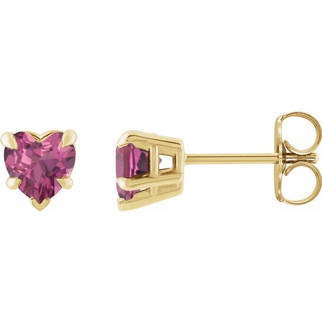 14K Yellow Gold Natural Pink Tourmaline Stud Earring